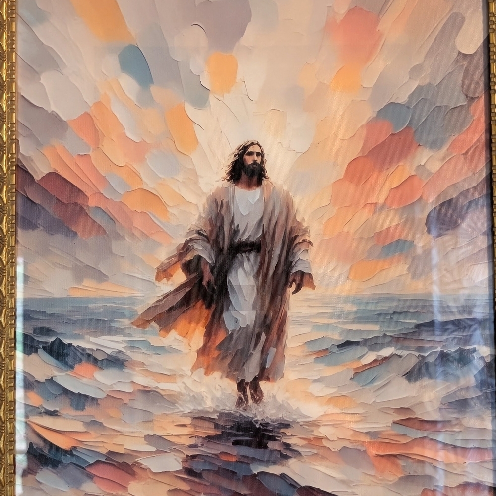 "The Savior" 2D Elegant Canvas Art w/ Pastel Tones 16 X 20 Print Only- No Frame - Picture 3 of 6